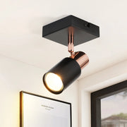 ZMH Faretto da soffitto Faretto da soffitto 1 lampadina GU10 nera orientabile 355°