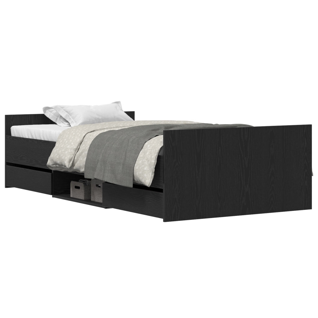 Struttura Letto senza Materasso Nero Rovere 90x190 cm Legno Ingegnerizzato