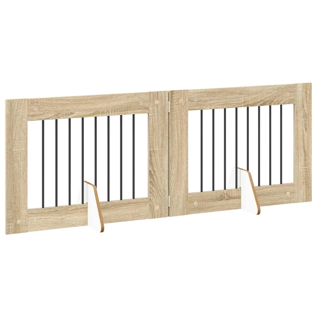 Cancello per cani con supporti 2 pcs Rovere Sonoma 80 x 60 cm 892128