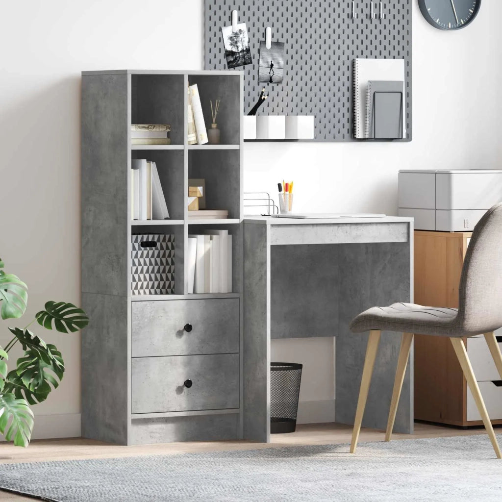 Scrivania con cassetto con lo scaffale 2 pcs Grigio cemento 3337340