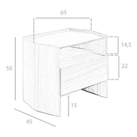Comodino in noce con piano in vetro temperato