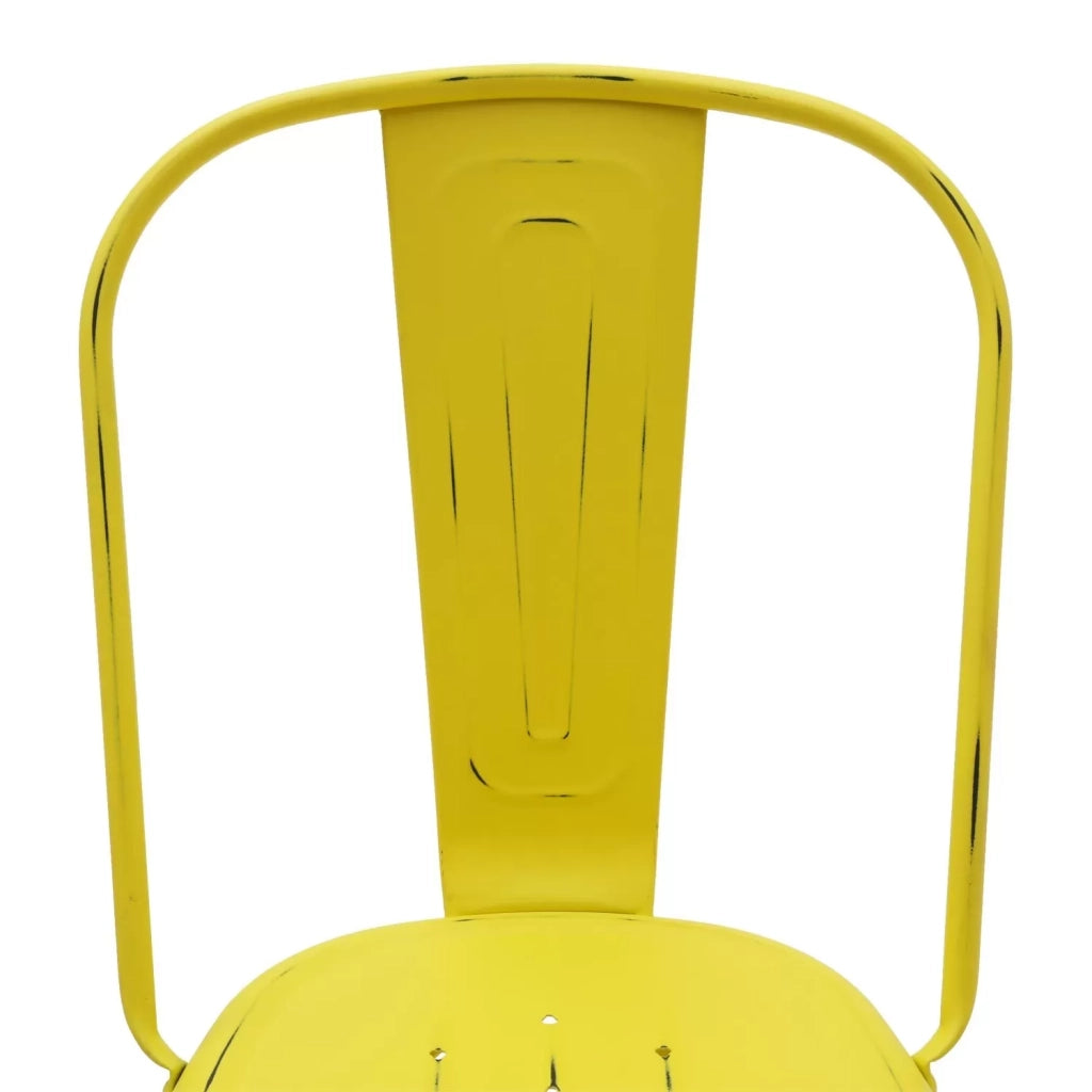 Set 6 sedie stile industry in metallo giallo anticato l.45 h.85 p.50 hs.46