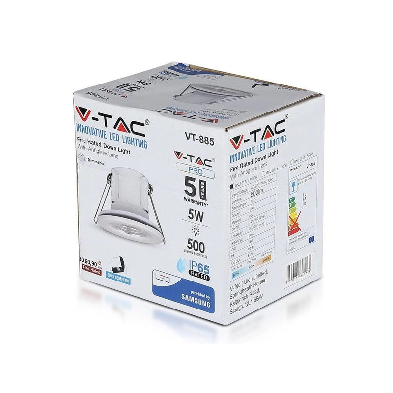 Faretto Led da Incasso Dimmerabile 5W 6400K Colore Bianco IP65 Resistente al Fuoco Senza Driver SKU-8181