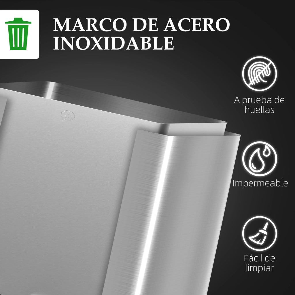 Cestino Acciaio Inox 2x15L Pedale ¨C zephmum ¨C Argento