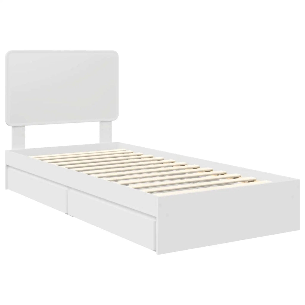 Letto con Contenitore Bianco 75 x 190 cm Legno multistrato