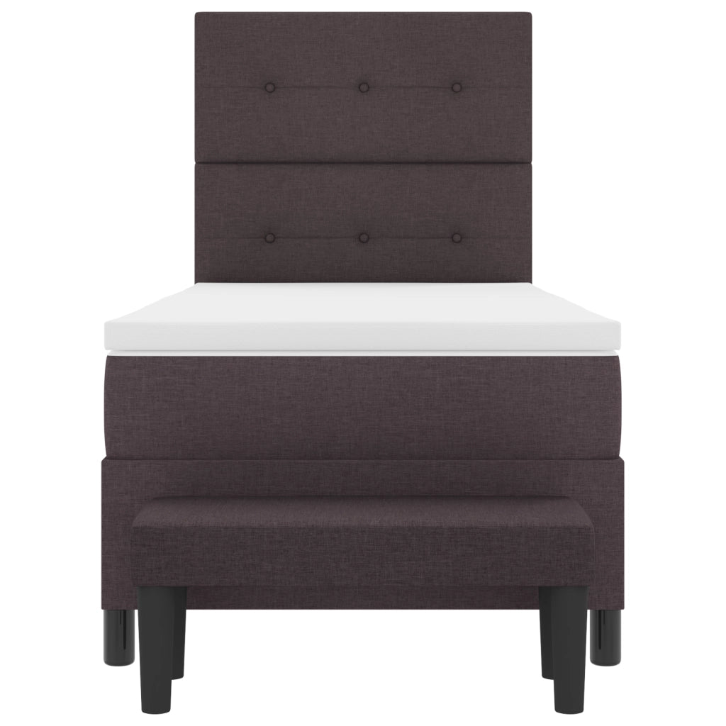 Letto a molle con materasso e panchina marrone scuro 90x200 cm tessuto