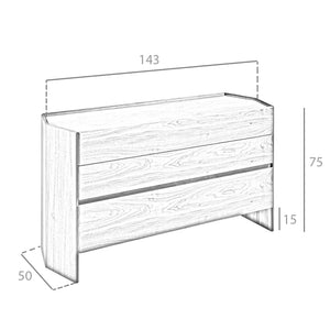 Cassettiera in noce con piano in vetro temperato