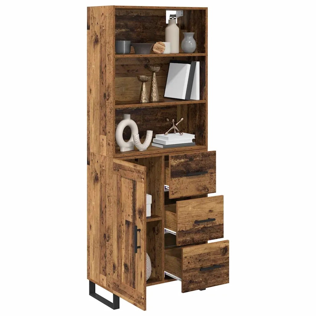Credenza con cassetto 2 pz | Madia | Buffet da pranzo | Armadio da pranzo Legno vecchio Legno multistrato