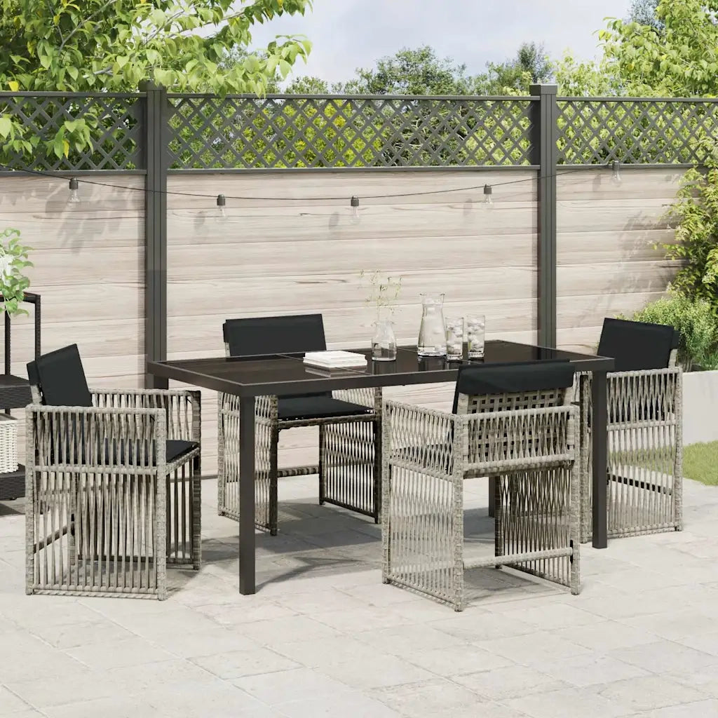 Set da Pranzo per Giardino 5 pcs Grigio chiaro polyrattan 3380791