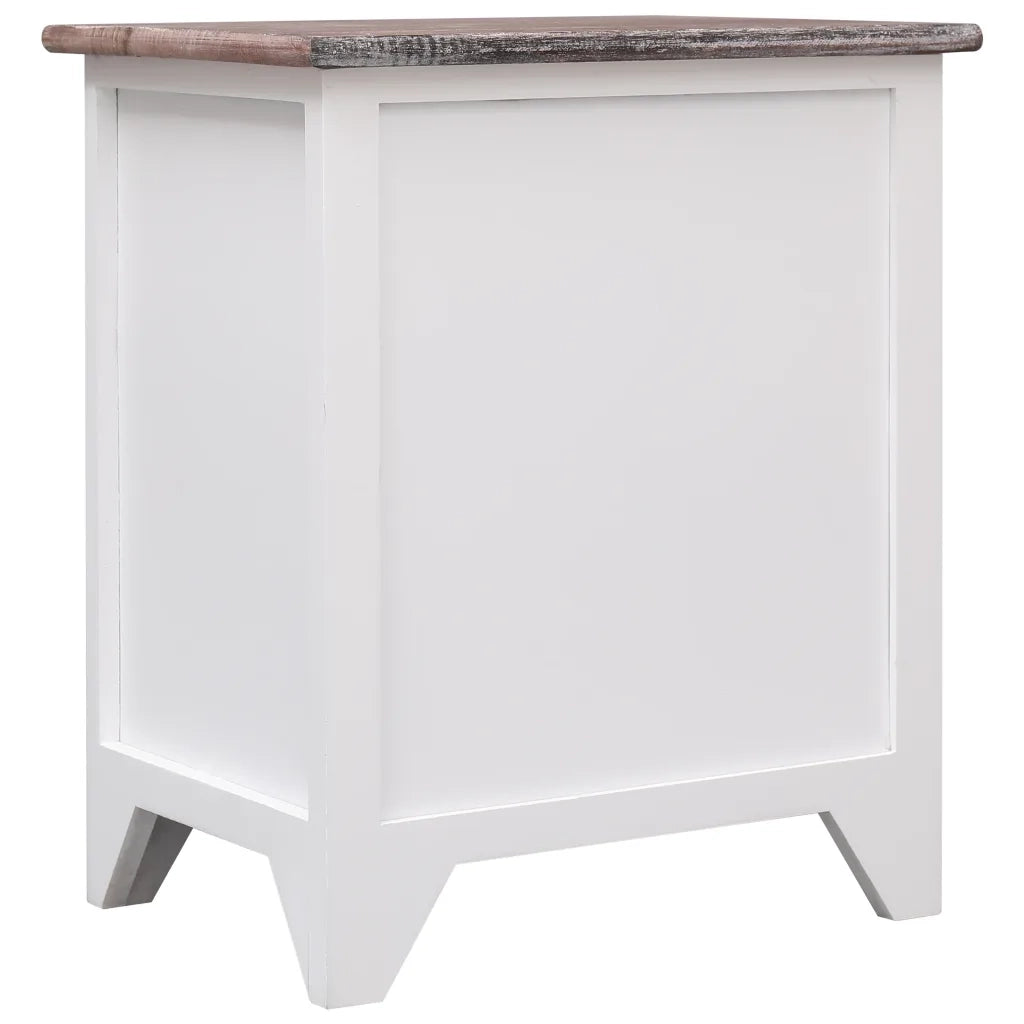 Comodino Marrone e Bianco 38x28x45 cm in Legno di Paulownia 284048