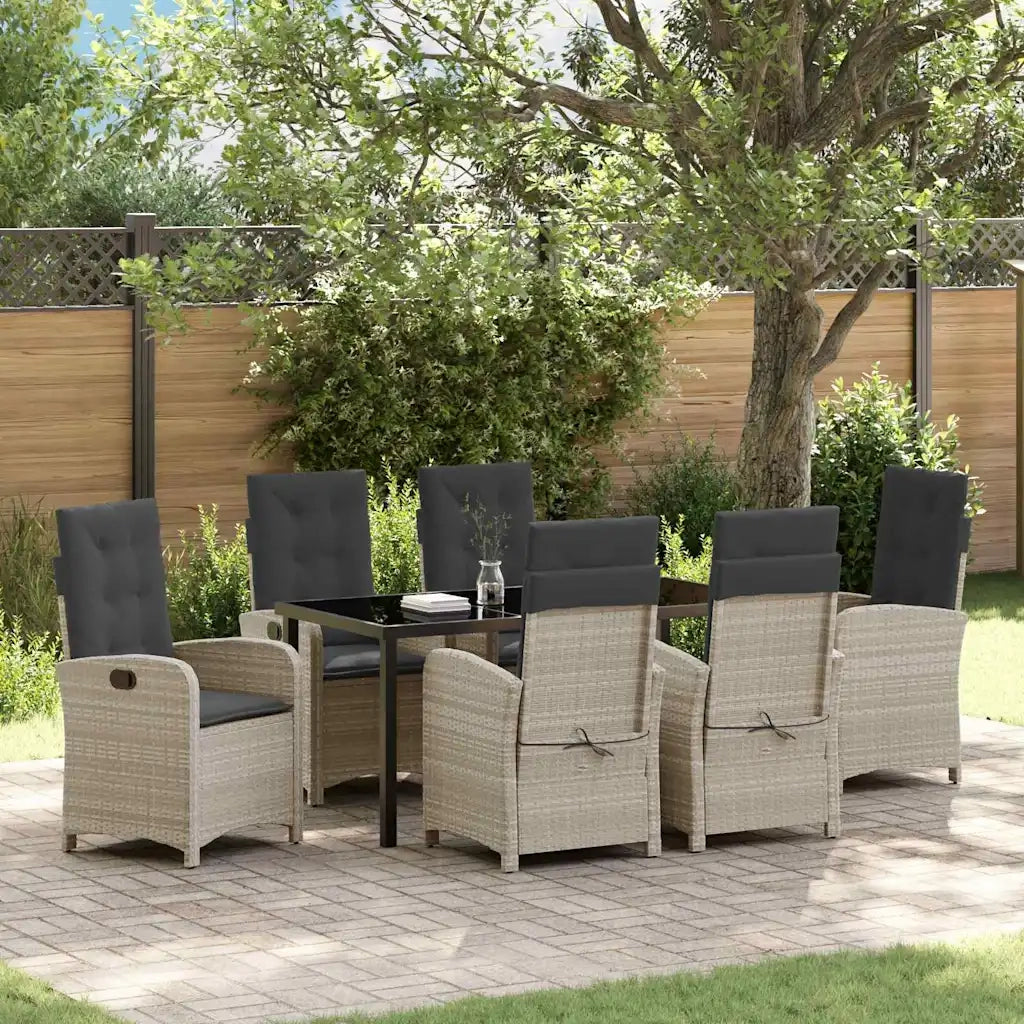 Set da Pranzo per Giardino 7 pcs Grigio chiaro polyrattan 3380299