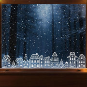 Decorazioni per finestre autoadesive - 8 fogli PVC con motivi di case e neve - decorazione per finestre per inverno, Natale, Capodanno ecc.