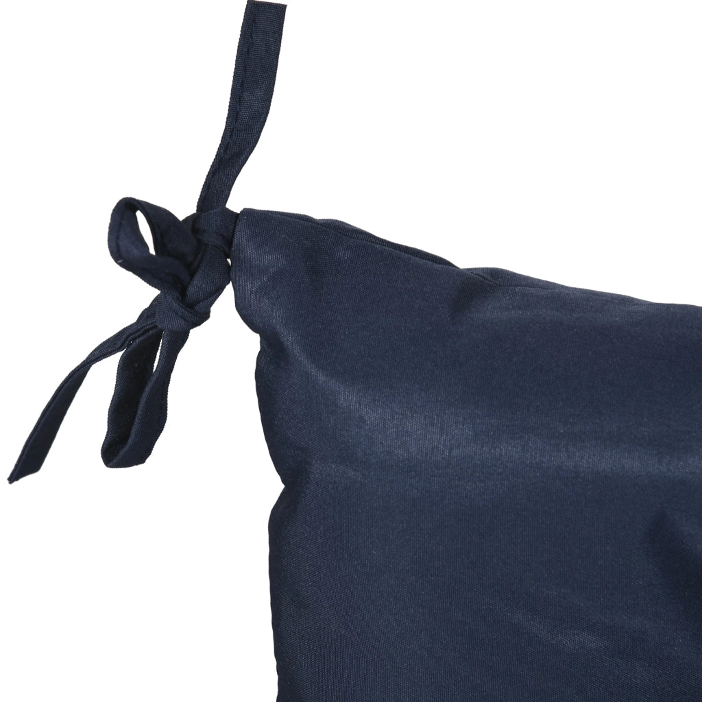 Set di 2 cuscini per sedile; 98 x 50 cm Cuscino per sedia con cinghie per cravatta; copertura in tessuto; spesso 8 cm Blu scuro