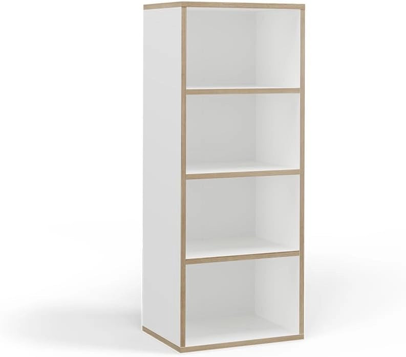 Libreria Tetrix, Bianco, 40 x 100 cm con 4 scomparti, adatto per riporre libri e oggetti decorativi