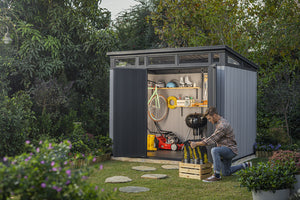 Casetta da Giardino Porta Attrezzi 277x218x226 cmin Duotech Keter Artisan 9x7 Grigia