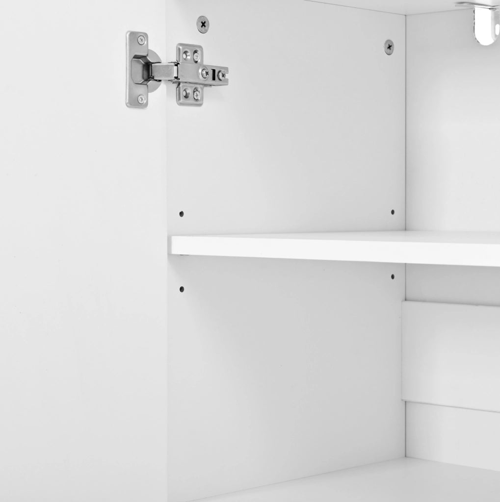 Scarpiera Sideboard a 3 ante 120x37x80 cm in PB e MDF bianco