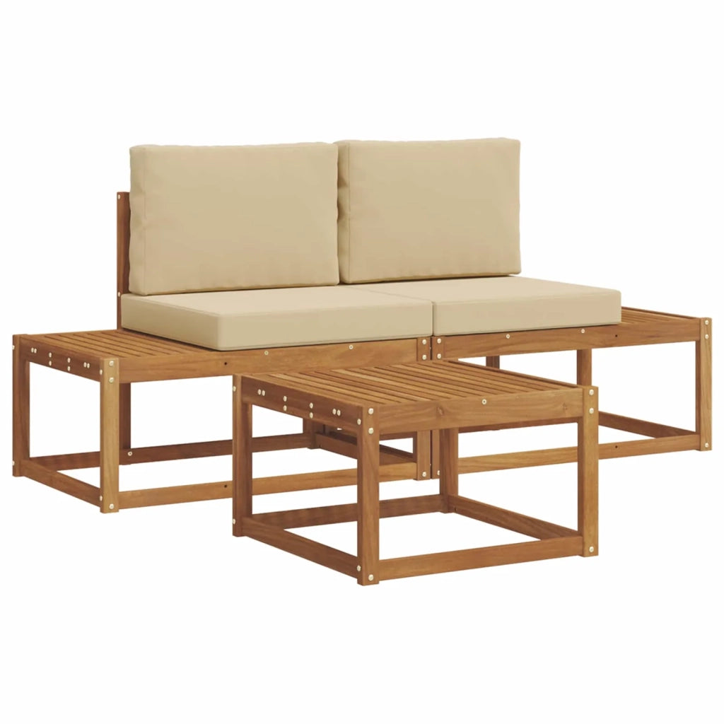 Set di divani da esterno con cuscino 3 pcs Naturale