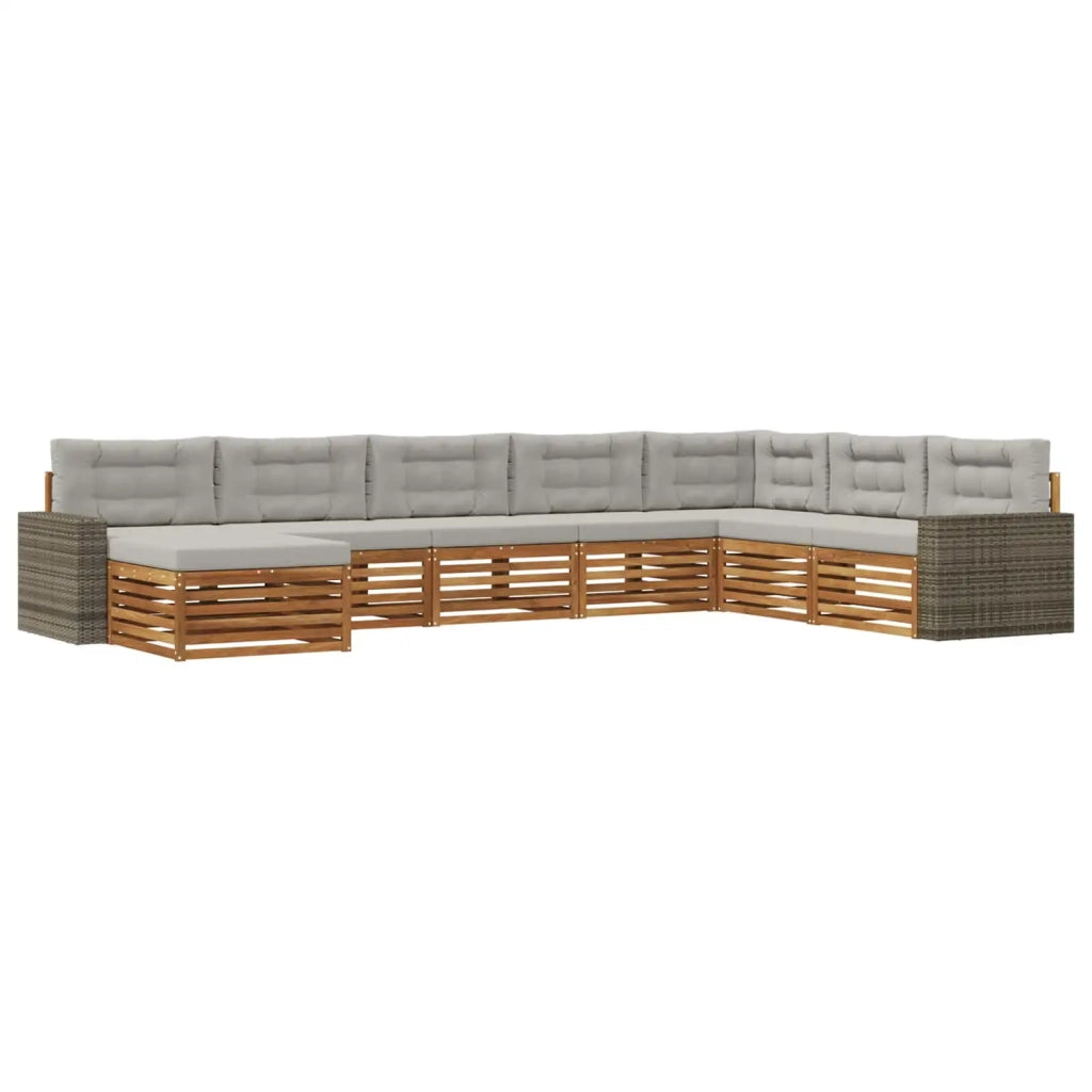 Set di divani da esterno 8 pz Naturale e Grigio Chiaro 3383729