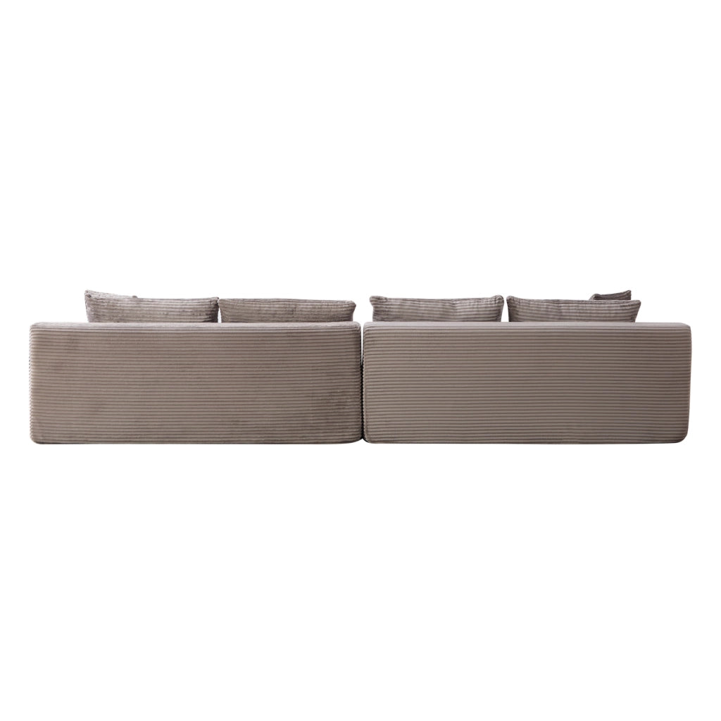 Divano con chaise longue e cuscino incluso in ciniglia grigio