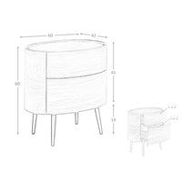 Comodino in noce e acciaio nero