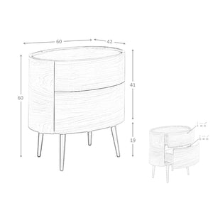 Comodino in noce e acciaio nero