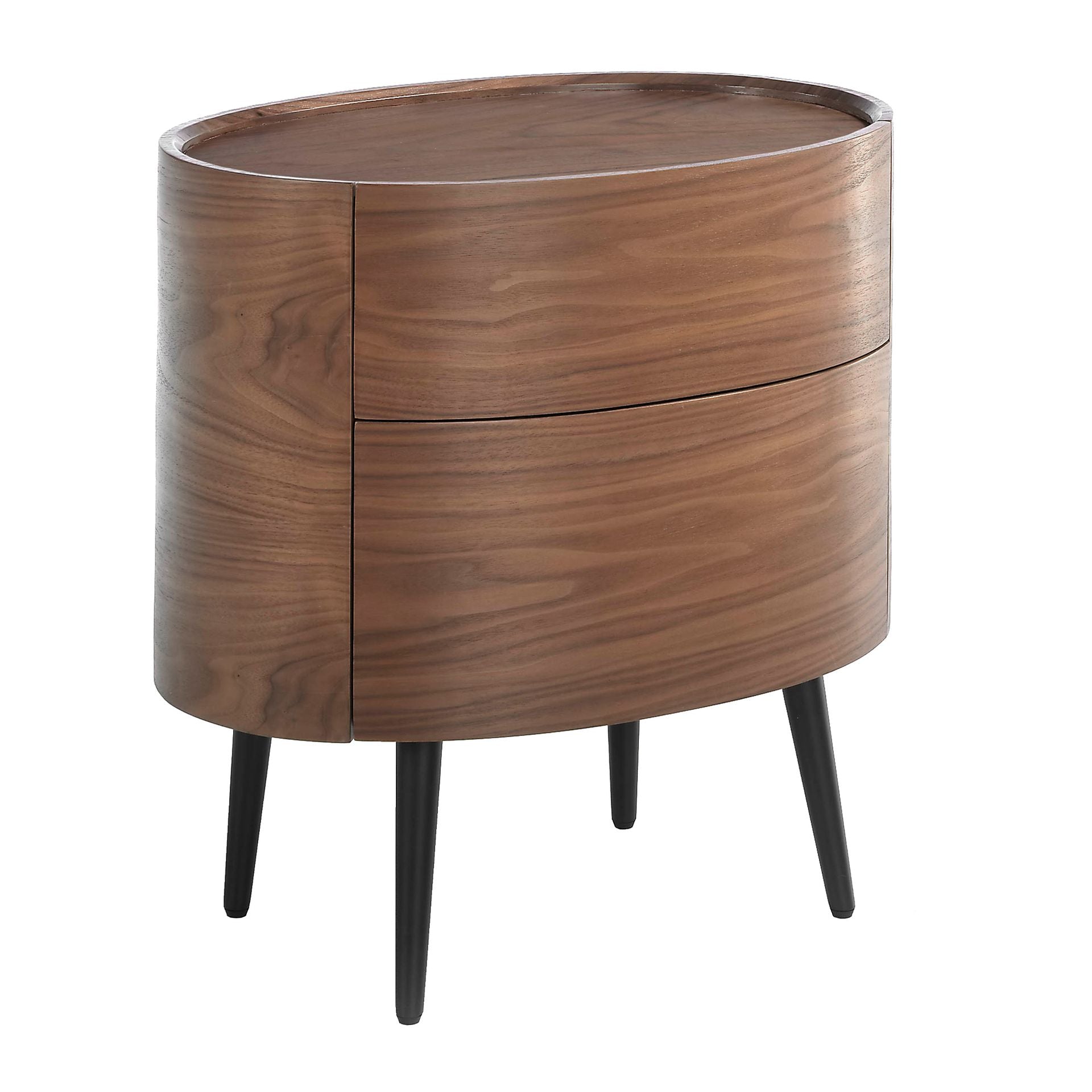 Comodino in noce e acciaio nero