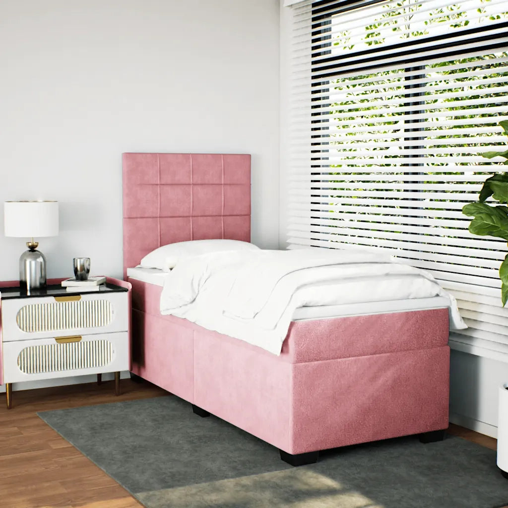 Giroletto a Molle con Materasso Rosa 100x200 cm in Velluto