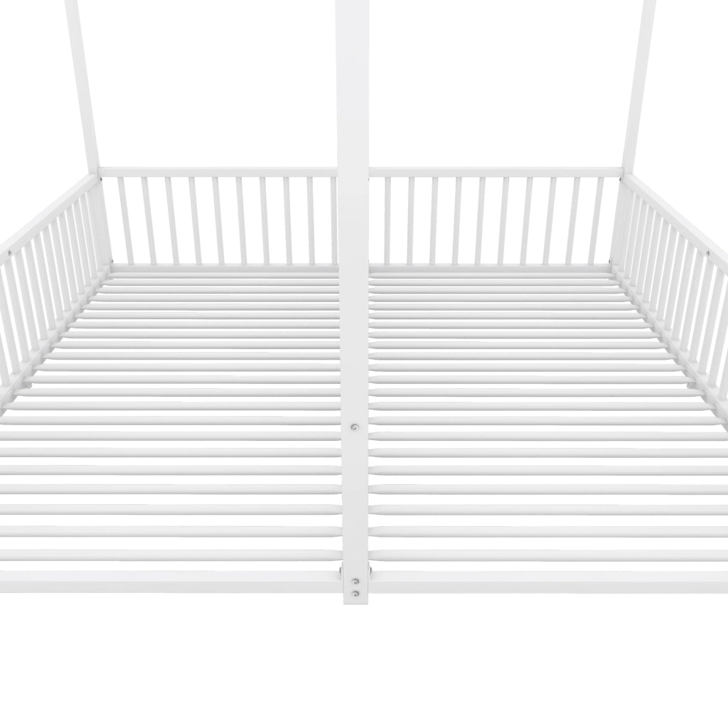 Letto a castello bambino 90×200 cm con scaletta e barriera; senza materasso; metallo; bianco