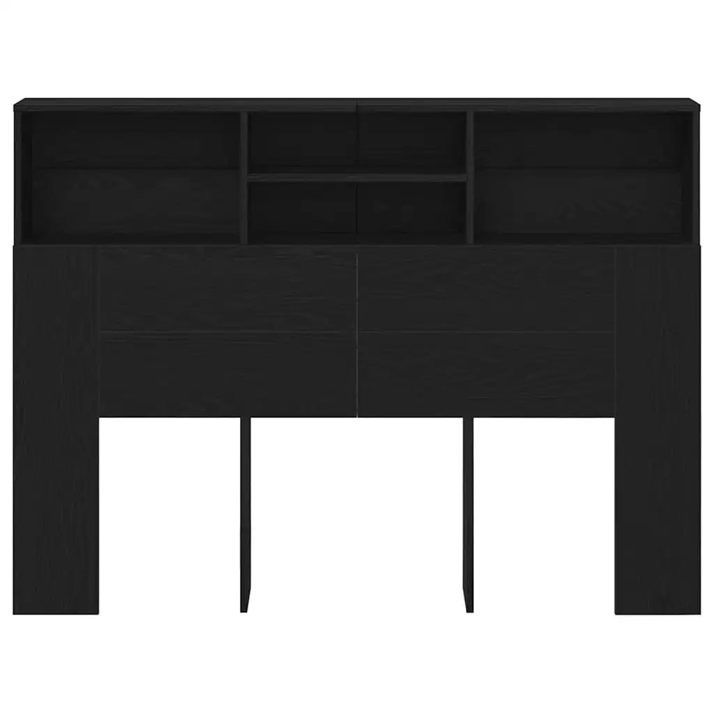 Testata del letto-Testiera con Contenitore Rovere Nero 140 x 19 x 103,5 cm