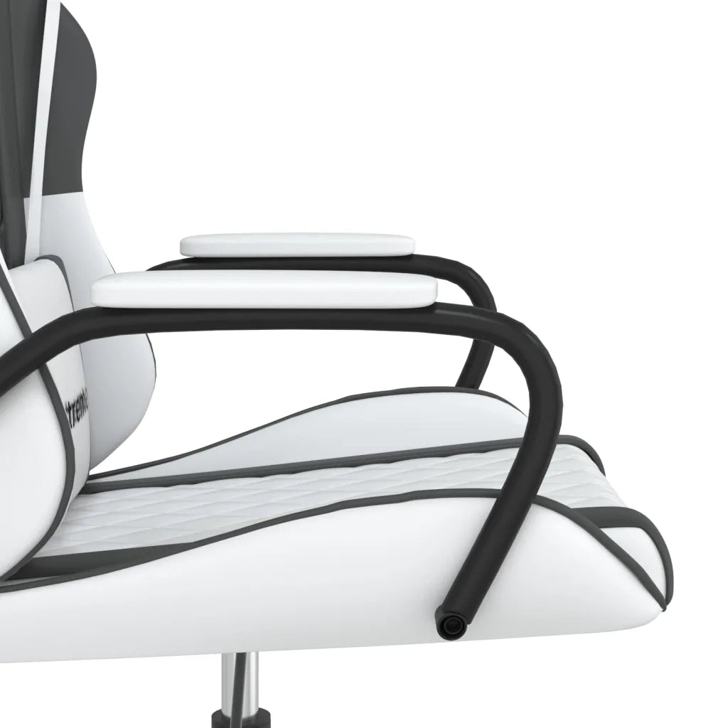 Sedia da Gaming Massaggiante Bianco e Nero in Similpelle