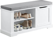 Cassettone per scarpe - Raccogli scarpe - Banca per scarpe - Bianco - MDF - 90 x 30 x 45 cm