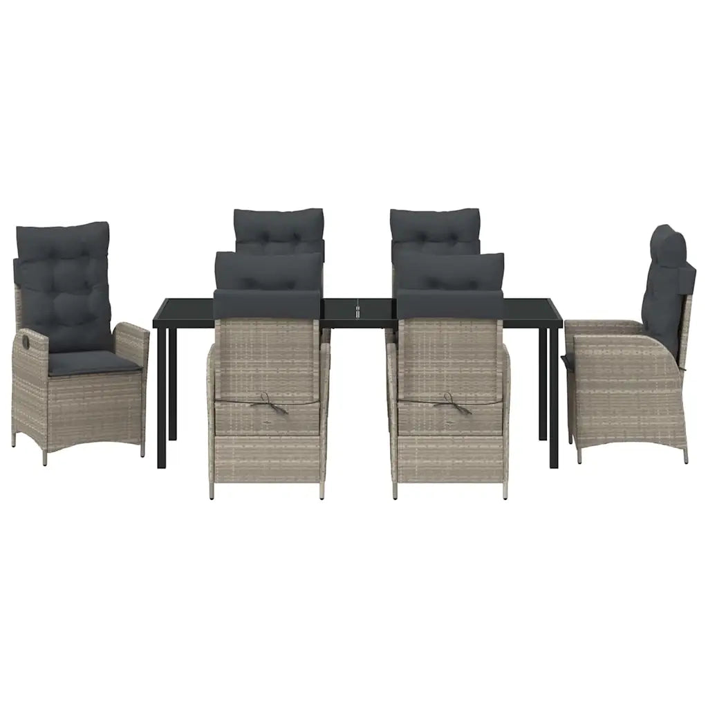 Set da Pranzo per Giardino 7 pcs Grigio chiaro polyrattan 3380524
