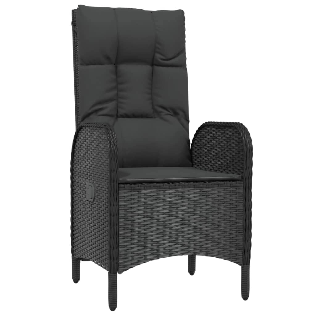 Set da pranzo da esterno in vimini di resina nera da 7 pezzi con cuscini inclusi mobili da giardino e cuscini (02_0014473)