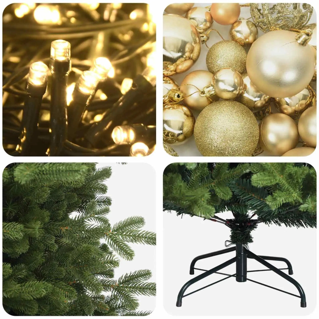 Albero di Natale artificiale con palline 120 cm 150 LED 3465693