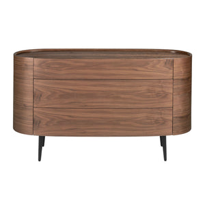 Comò in noce e acciaio nero