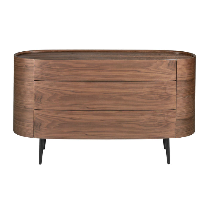 Comò in noce e acciaio nero