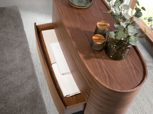 Comò in noce e acciaio nero