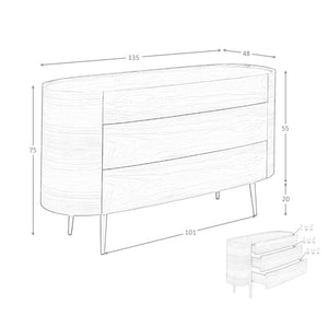 Comò in noce e acciaio nero