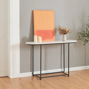 Tavolo a Consolle Nordfron con Piano Ellittico 120 x 40 x 75 cm - Effetto Marmo Bianco [en.casa]