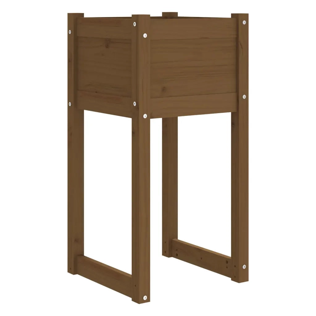 Fioriera-Vaso da Esterno-Contenitore per Piante Marrone Ambra 40x40x81 cm in Legno Massello di Pino