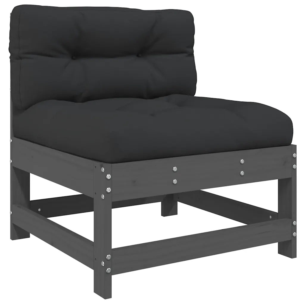 Salotto da Giardino-Set Divani da Giardino 3pz con Cuscini in Legno Massello Grigio