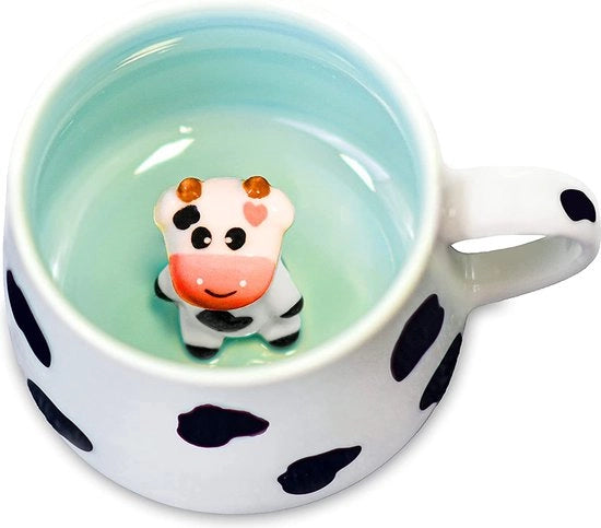 Bicchierino 3D con carini personaggi di biscotti animali - tazza da caffè con decorazione cool - carini regali kawaii per donne come tazze da caffè, cappuccino, the - 340ml in ceramica