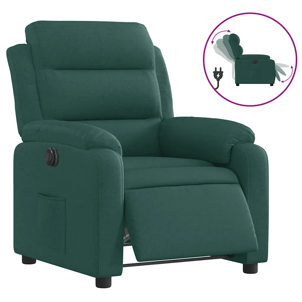Poltrona Elettrica Reclinabile-Divano Sedia Verde Scuro in Tessuto 304089