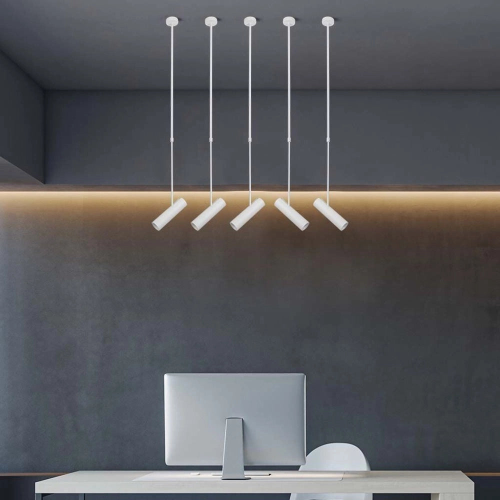 Trade Shop - Lampadario Portafaretto Pendente A Sospensione Lampada A Cilindro Gu10 Asta Regolabile 209 -