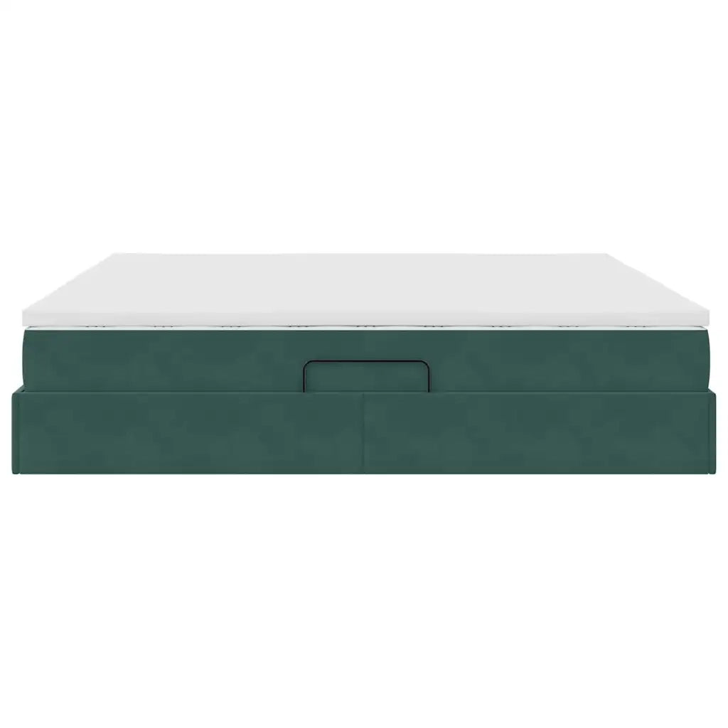 Letto con contenitore e materasso Verde Scuro 200 x 200 cm