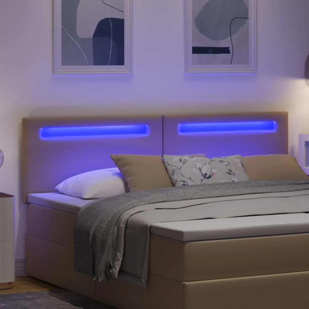 Testiera LED Cappuccino 180 cm Pelle Sintetica 42007312