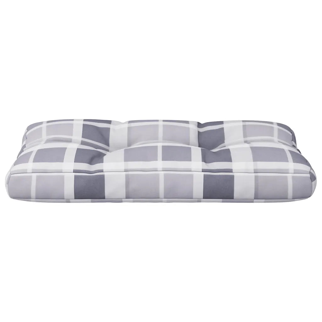 Cuscino per Pallet a Quadri Grigi 80x40x12 cm in Tessuto