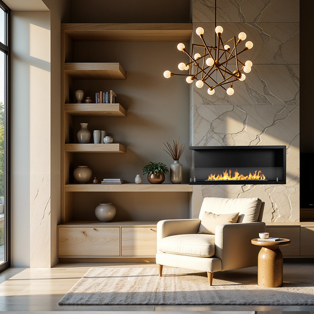 Camino a Bioetanolo da Incasso ad angolo 120x22,4x45 cm Sutri 120 SX Nero