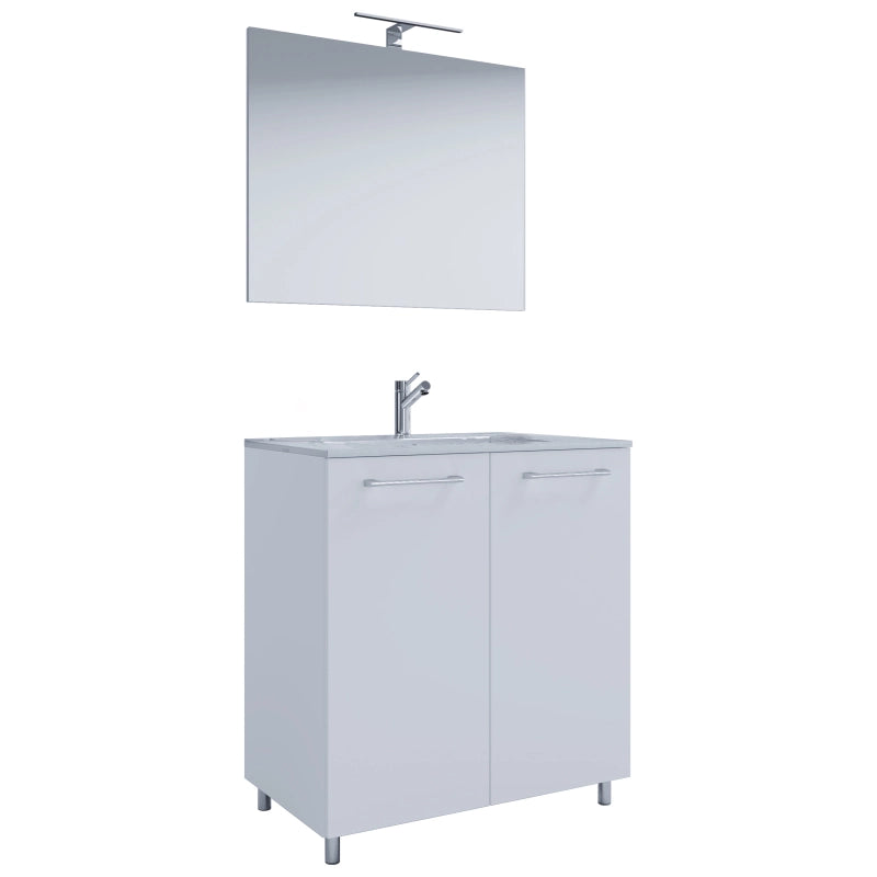 Completo di Ezooza Mobile Sospeso con 2 sportelli Large con lavabo in ceramica di alta qualità e specchio, Bianco ,