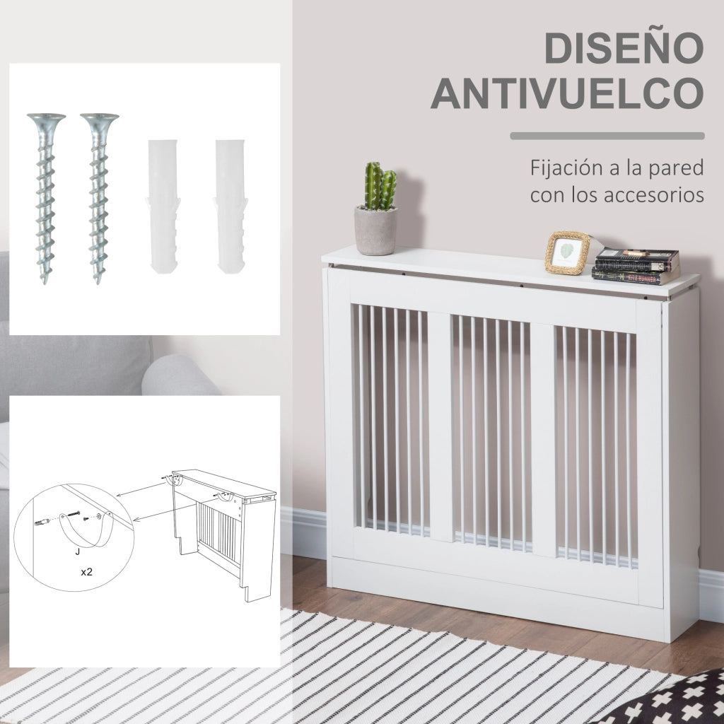 Copritermosifone Verticale MDF ¨C Xylo ¨C Bianco 90x84x18 cm Design Moderno